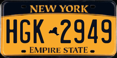 NY license plate HGK2949