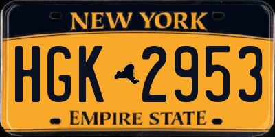 NY license plate HGK2953
