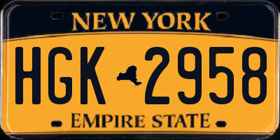 NY license plate HGK2958