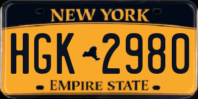 NY license plate HGK2980