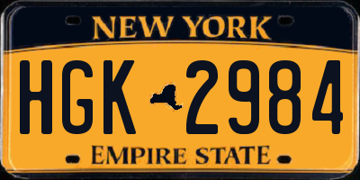 NY license plate HGK2984