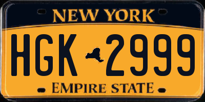 NY license plate HGK2999