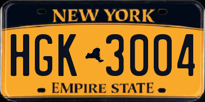 NY license plate HGK3004