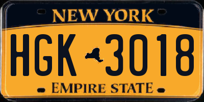 NY license plate HGK3018