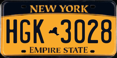 NY license plate HGK3028