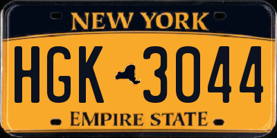 NY license plate HGK3044
