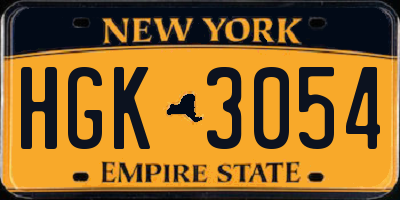 NY license plate HGK3054