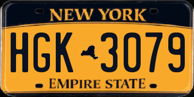 NY license plate HGK3079