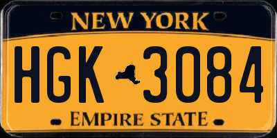 NY license plate HGK3084