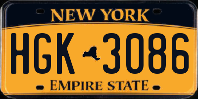 NY license plate HGK3086