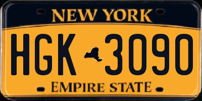 NY license plate HGK3090