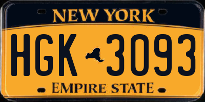 NY license plate HGK3093