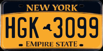 NY license plate HGK3099