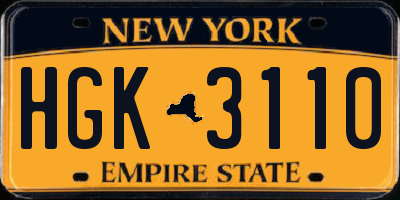 NY license plate HGK3110