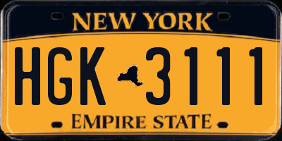 NY license plate HGK3111