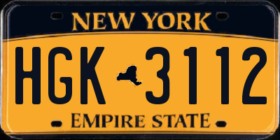 NY license plate HGK3112