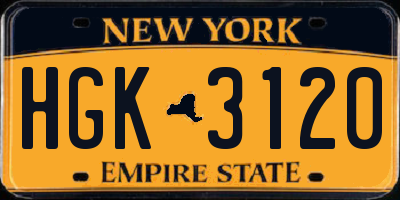 NY license plate HGK3120