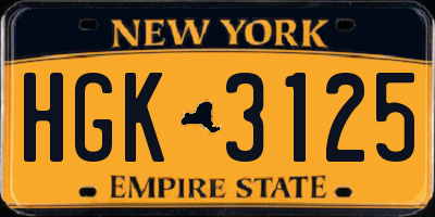 NY license plate HGK3125