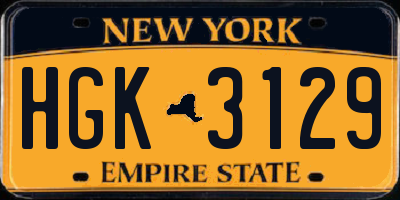 NY license plate HGK3129