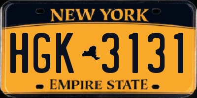 NY license plate HGK3131