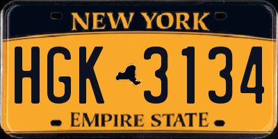 NY license plate HGK3134