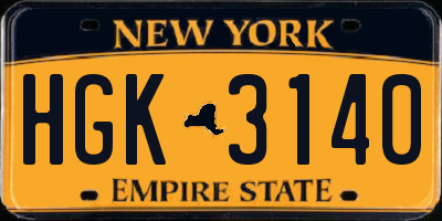 NY license plate HGK3140
