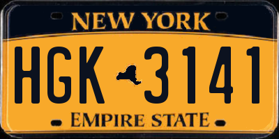 NY license plate HGK3141