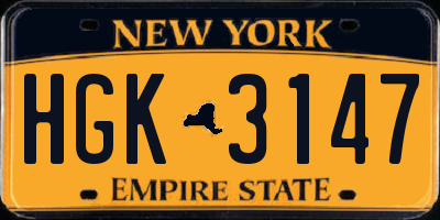 NY license plate HGK3147