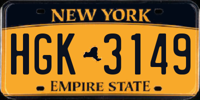 NY license plate HGK3149