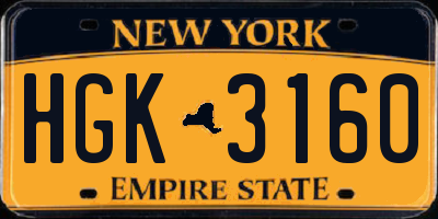 NY license plate HGK3160