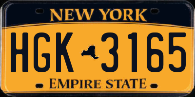 NY license plate HGK3165