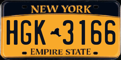 NY license plate HGK3166