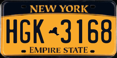 NY license plate HGK3168