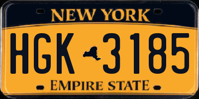 NY license plate HGK3185