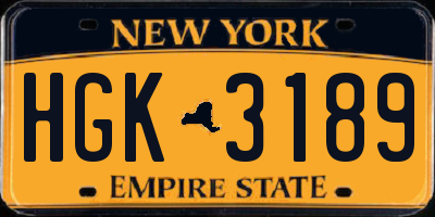 NY license plate HGK3189