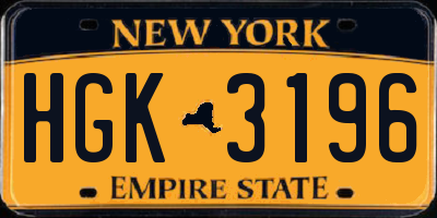 NY license plate HGK3196