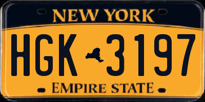 NY license plate HGK3197