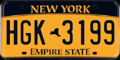 NY license plate HGK3199