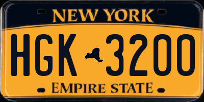 NY license plate HGK3200