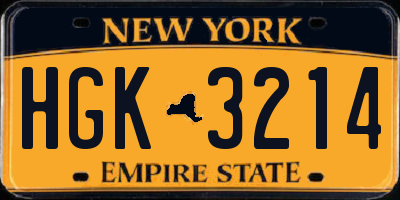 NY license plate HGK3214