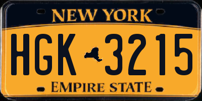 NY license plate HGK3215