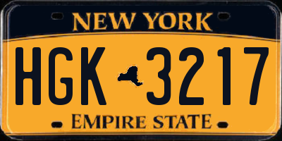 NY license plate HGK3217