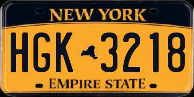 NY license plate HGK3218