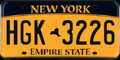 NY license plate HGK3226