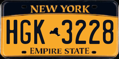 NY license plate HGK3228