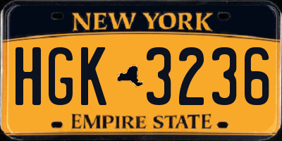 NY license plate HGK3236