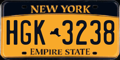 NY license plate HGK3238