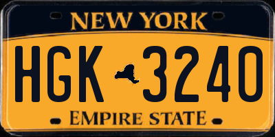 NY license plate HGK3240