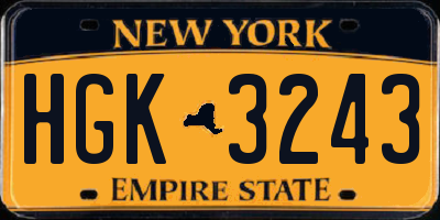 NY license plate HGK3243