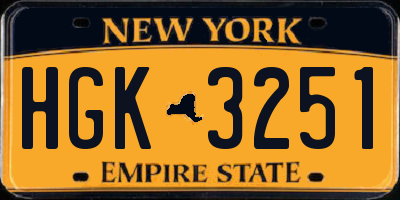 NY license plate HGK3251